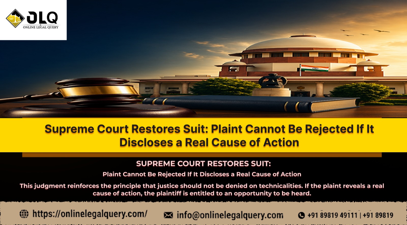 Big Relief from Supreme Court: Plaint Cannot Be Rejected If Cause of Action Exists – Marg Ltd Case Explained
